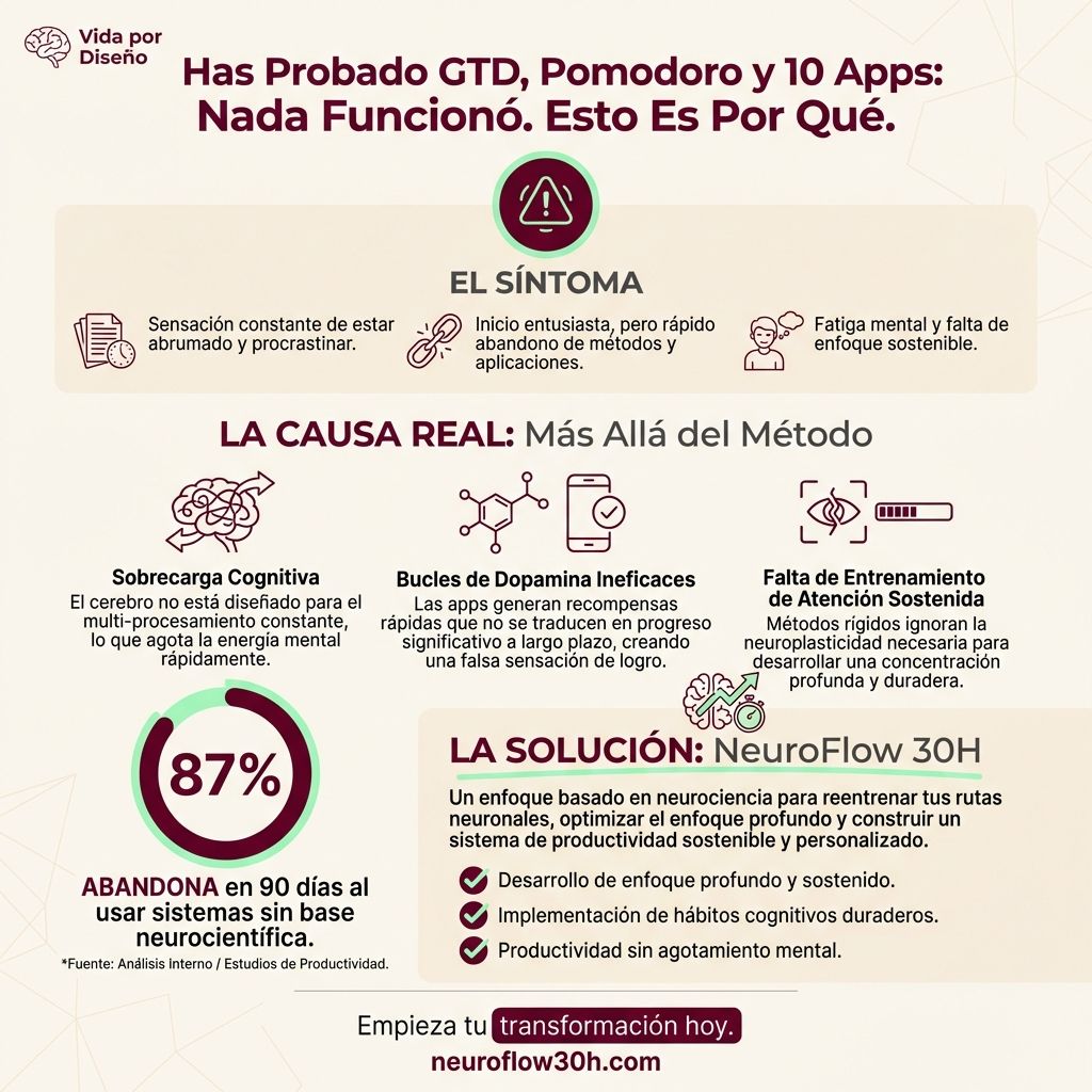Infografía: Has Probado GTD, Pomodoro y 10 Apps: Nada Funcionó. Esto Es Por Qué.