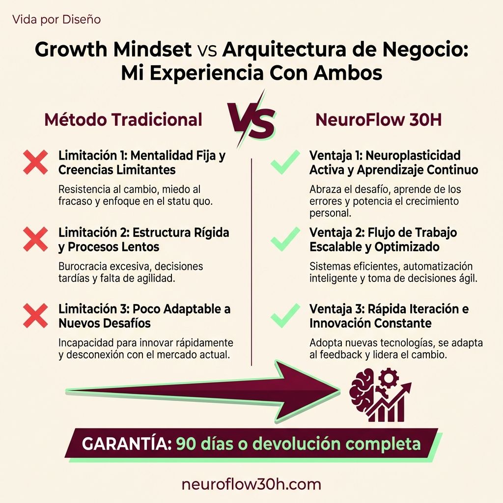 Infografía: Growth Mindset vs Arquitectura de Negocio: Mi Experiencia Con Ambos