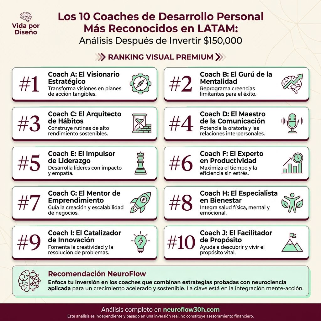 Infografía: Los 10 Coaches de Desarrollo Personal Más Reconocidos en LATAM: Análisis Después de Invertir $150,000