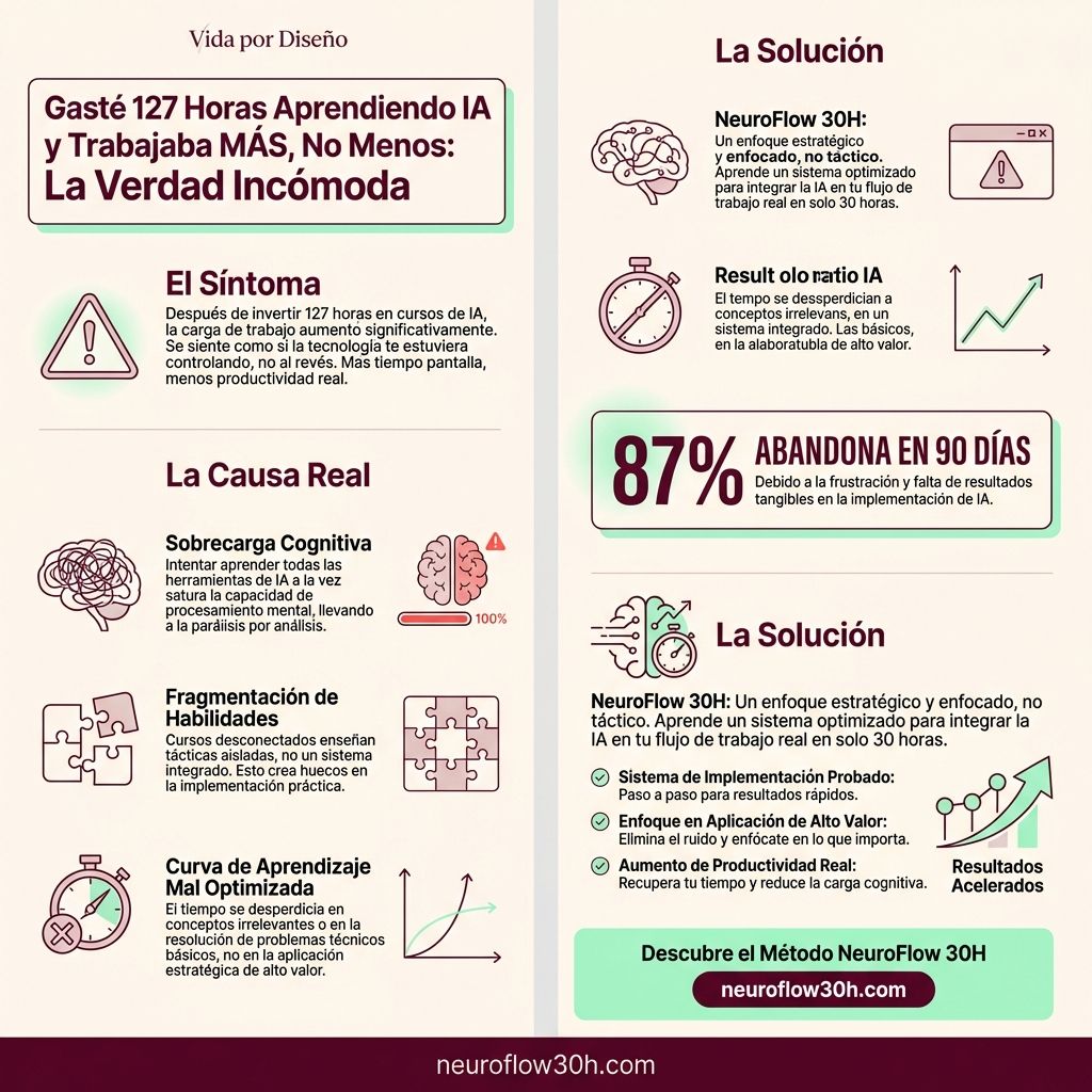 Infografía: Gasté 127 Horas Aprendiendo IA y Trabajaba MÁS, No Menos: La Verdad Incómoda