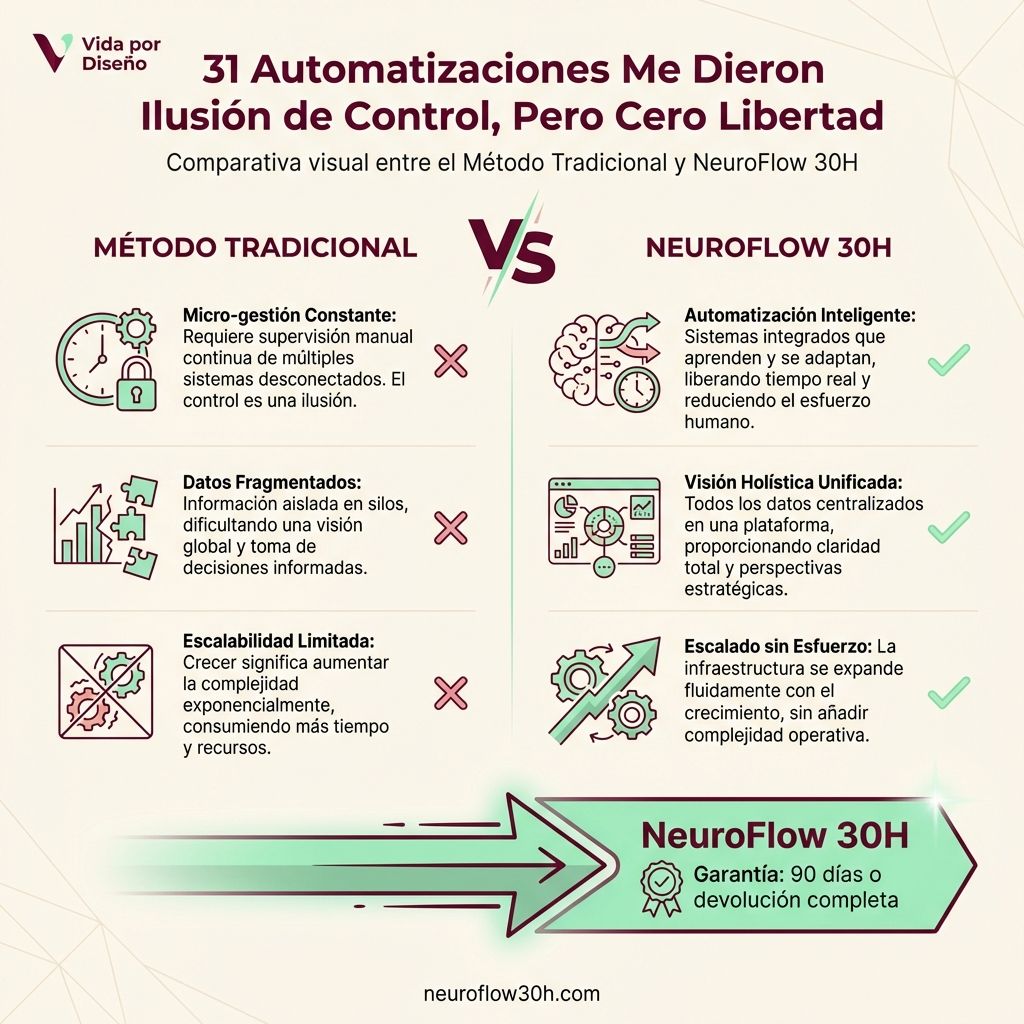 Infografía: 31 Automatizaciones Me Dieron Ilusión de Control, Pero Cero Libertad