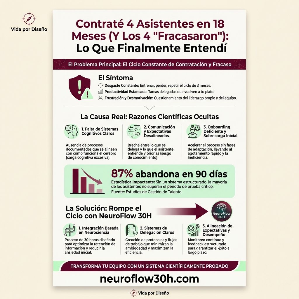 Infografía: Contraté 4 Asistentes en 18 Meses (Y Los 4 "Fracasaron"): Lo Que Finalmente Entendí
